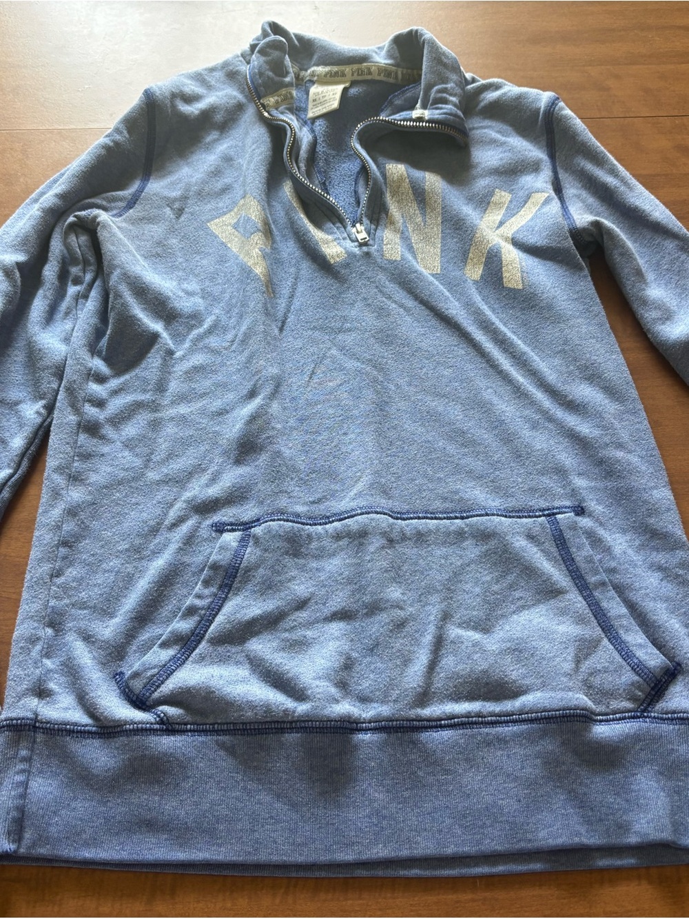 PINK Victoria's Secret Light Blue Quarter-Zip Pullover